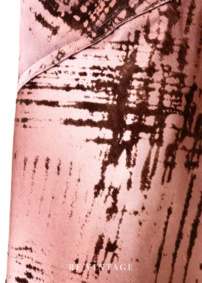 光澤粉深褐色筆刷感中長裙（26"）6