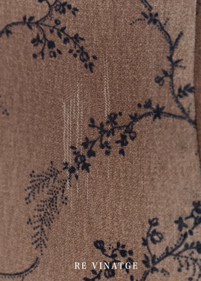 Brown color smudging 小花樹枝細肩帶洋裝15