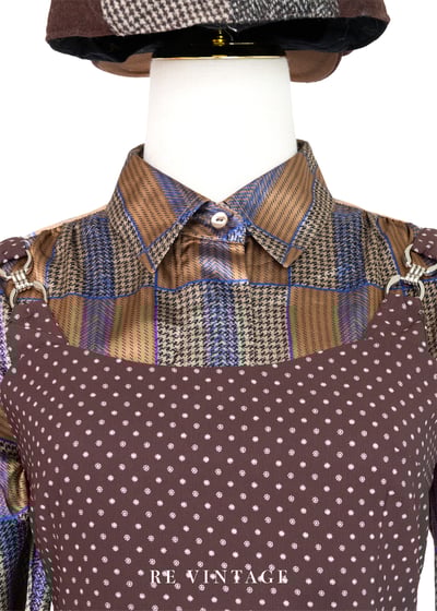 Mini 小花巧克力色吊帶短洋裝7