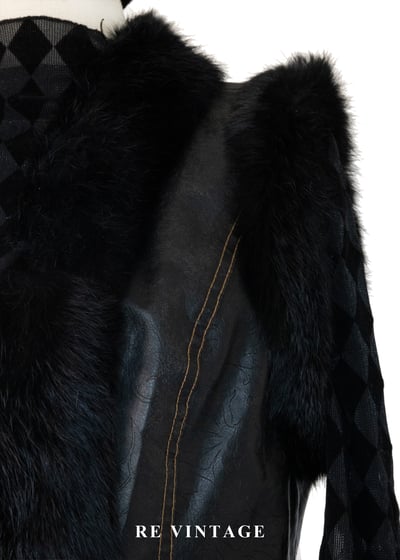 細緻壓花皮革毛毛背心7