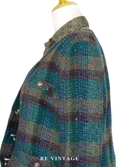 孔雀綠粗花毛呢格紋西裝外套8