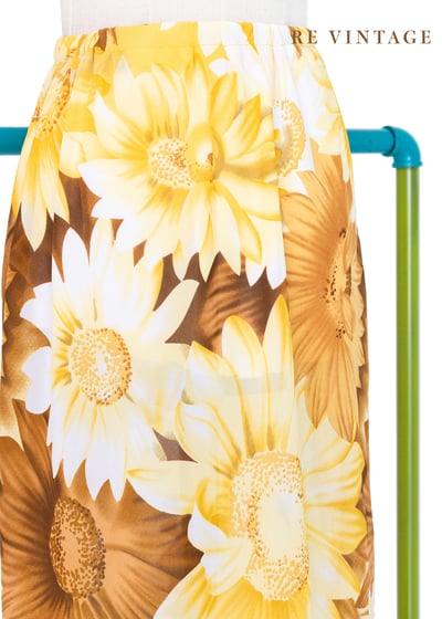 盛開的黃花花園雪紡透膚裙（23-28"）9