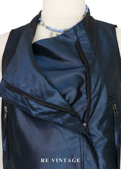 電光藍斜開拉鍊個性背心8