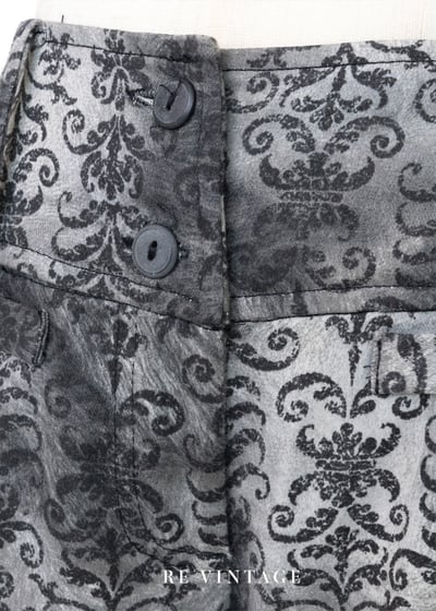灰色系華麗印花低腰小喇叭褲5