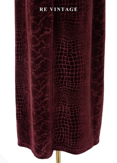 赤紅荒野鱷魚紋絨布長洋裝14