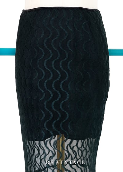 綠黑色波紋透膚美美長裙（23-30"）3