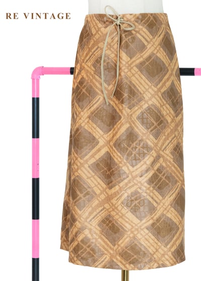 秋色麥穗菱格紋及膝裙（24-26"）1