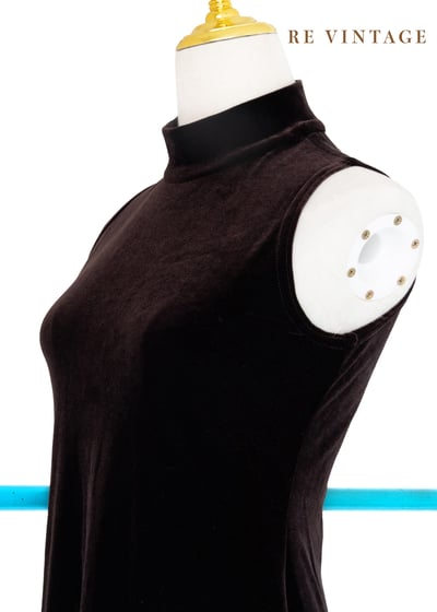 氣質單品 - 深咖啡色質感絨布貼身長洋裝7