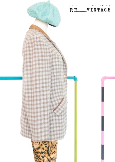 淺棕灰色泰迪熊格子西裝外套6