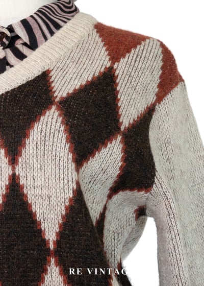 日本製 - 經典烘焙楓葉紅菱格針織毛衣5