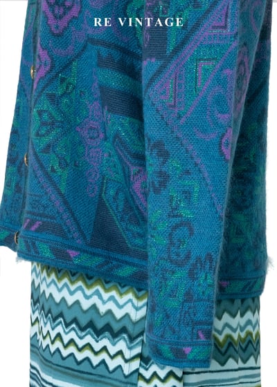 日本製 - 藍綠色秘密圖紋迷宮針織外套10