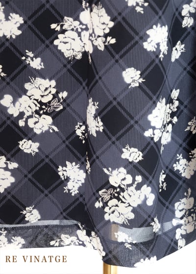 灰藍色菱格小白花長裙（29"）6