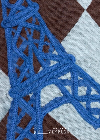 巴黎鐵塔の藍天菱格針織毛衣5