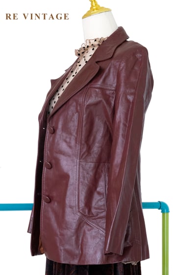 紅酒微醺之夜 - 復古腰身皮革外套8