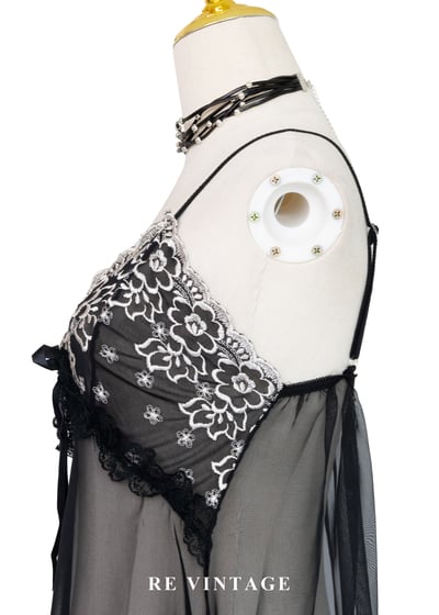 浪漫黑花園細肩帶透膚洋裝9