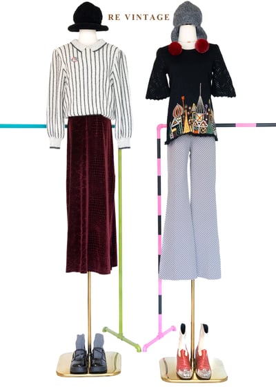 鹽系少女灰白線條針織毛衣2