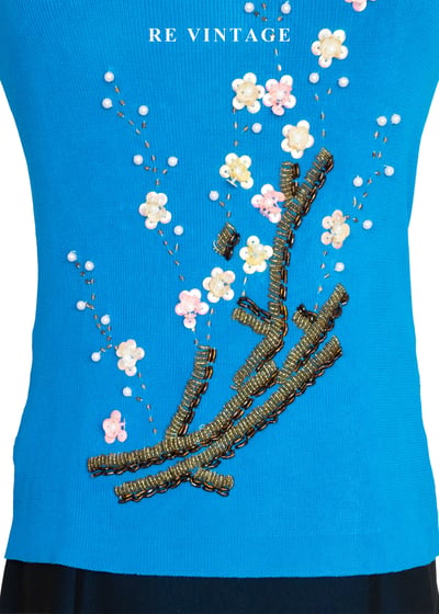 寶藍色亮片花卉刺繡細肩帶背心6