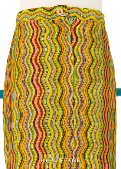 復古迷幻螢光波紋及膝裙(26")9