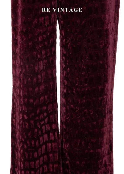 莓果色雕紋紋理絨布長褲（25"）4