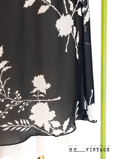 黑白色大花朵雪紡長裙8