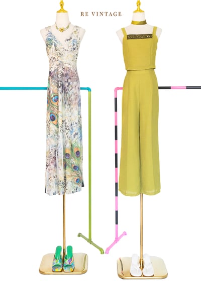 PEACOCK REVERIE羽毛時空圖騰交疊長洋裝2