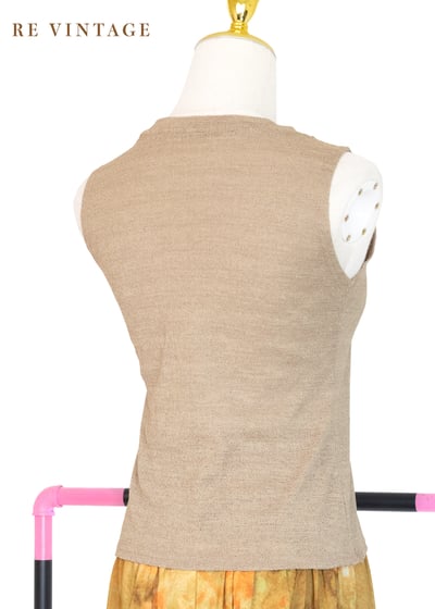 咖啡牛奶色木珠小花小背心7