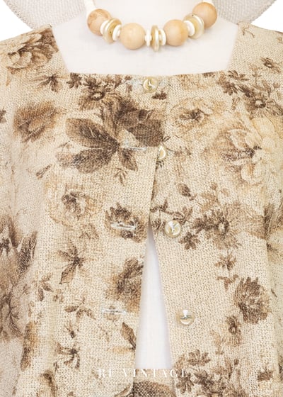 套裝背心 - 棕影花語舊夢背心3