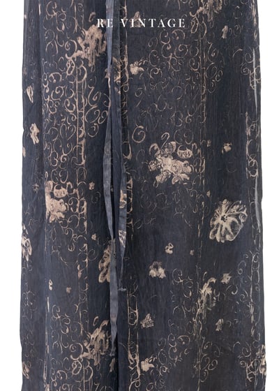 墨夜花煙灰藍色雪紡高腰長褲（25"）5