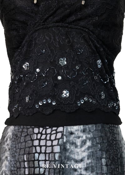 星空下的黑蕾絲與亮片繞頸背心4
