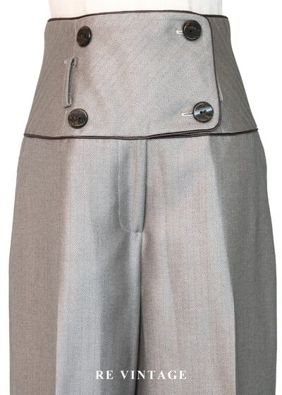 質感單品 - 摩登斜紋光影高腰雙排釦長褲（24"）3