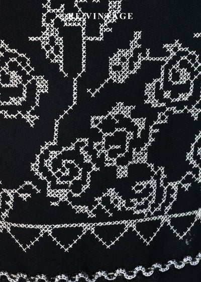 十字繡花卉古典韻味及膝裙（26"）6