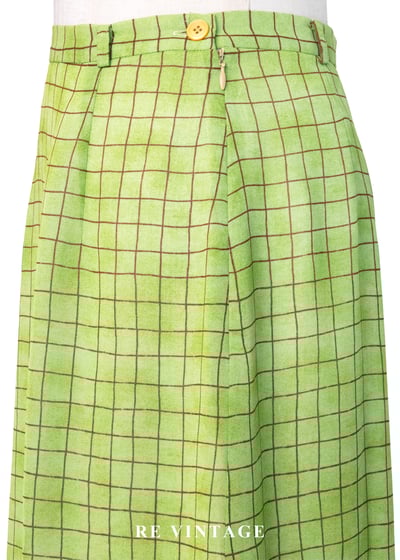 青寧色水彩暈染草地格紋長裙（25"）6