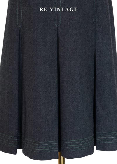 鮮綠撞色明線壓褶美裙（28"）4