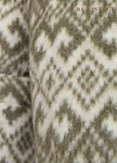 奶黃苔蘚綠菱格圖騰毛呢西裝外套9