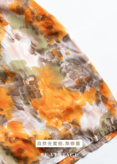 畫家橘紅色小花畫作高腰短褲（25.5")10