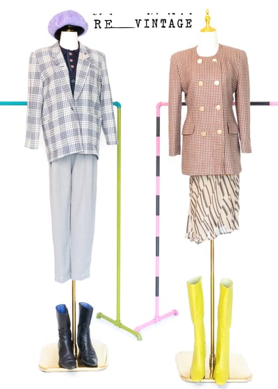 酒紅藕色雙排釦愛心格紋西裝外套2