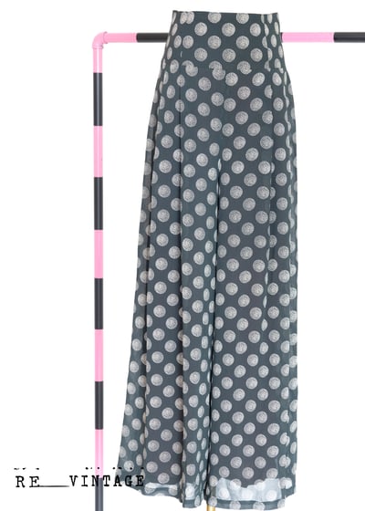 煙火綻放湖水綠高腰大寬版長褲1