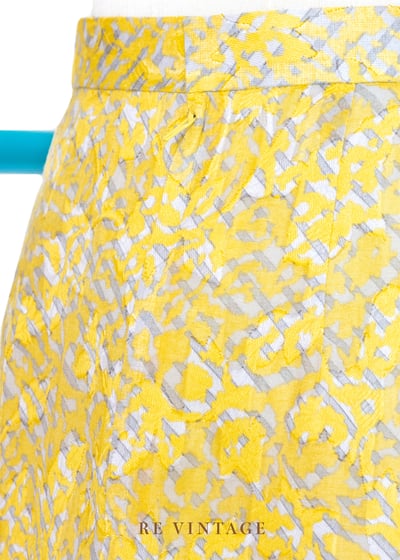 鵝黃色隱約の花朵中長裙（25-26")6