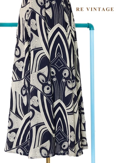 迷幻迴圈 - 深藍流動線條長洋裝13