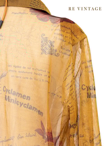 焦糖黃大紅花網紗長版襯衫9