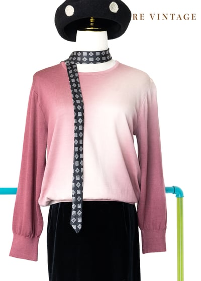 Fuchsia Pink 斜紋漸層薄款針織毛衣1