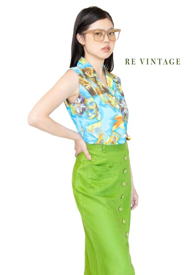 超級美の青草綠輕薄棉質長裙2