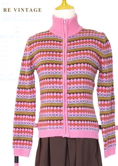 Fair Isle 圖騰霧粉色針織外套8