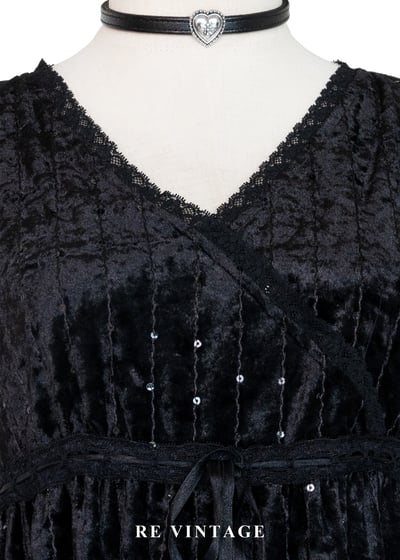 無聲流星黑絨迷你洋裝3