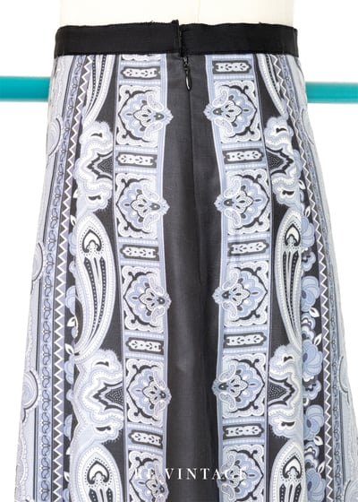 Scarf Print 漂亮的淺淺藍印花中長裙（27"）5