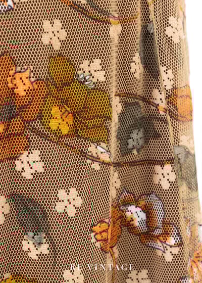 杏仁米色小花網紗洋裝4