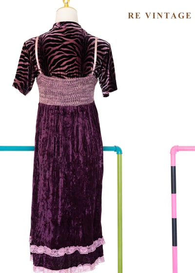 暗夜蝴蝶迷幻紫絨布蕾絲小洋裝11
