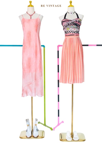 煙粉大理石紋細肩帶長洋裝2