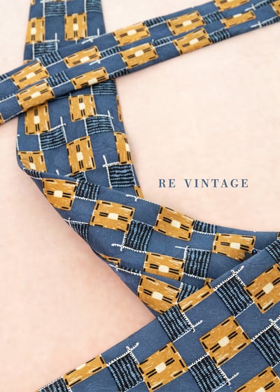 義式窗格黃藍色領帶8