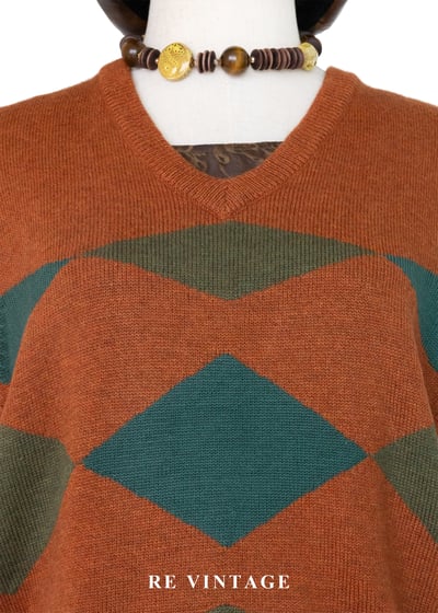 橘x綠 森林影子落日毛衣背心3